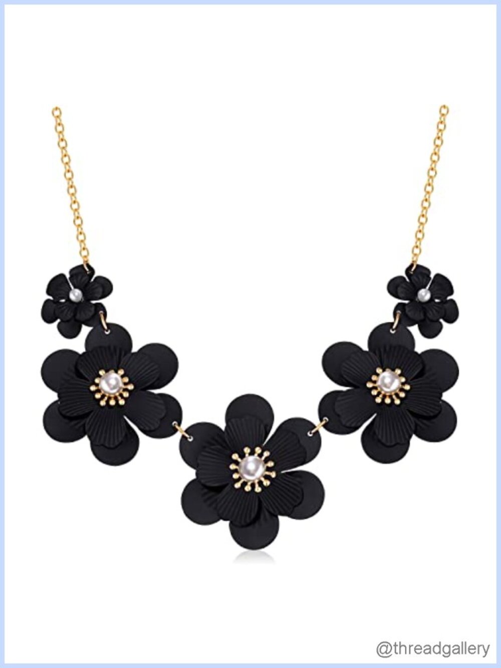 Boho Flower Choker Necklace Gold Plated Pearl Charm Collar Women